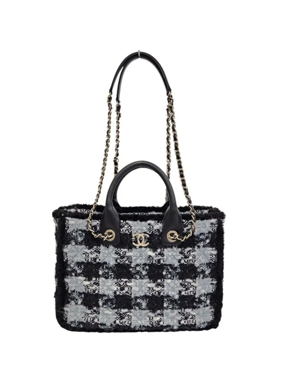 Chanel Coco Neige Collection Tweed Quilted Tote Black